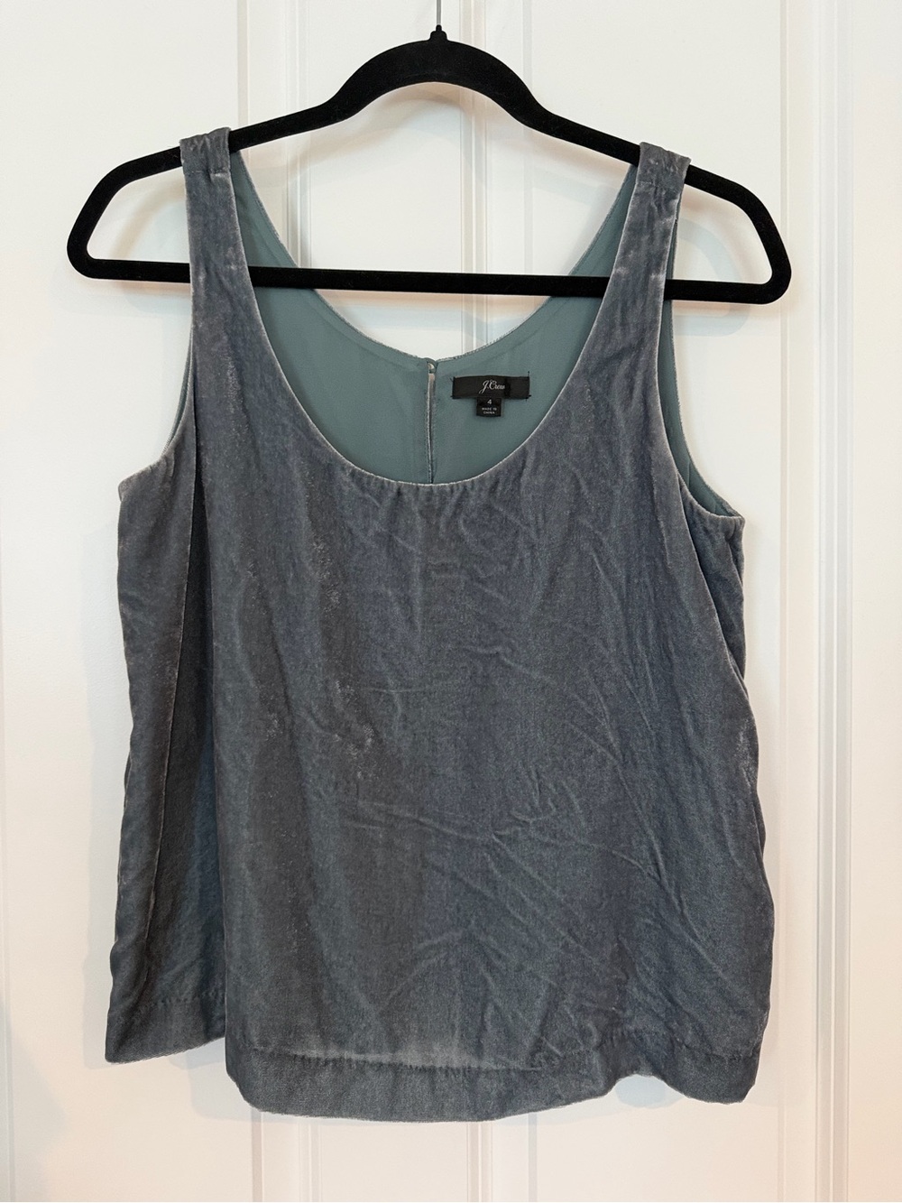 J. Crew grey blue Velvet Tank Top